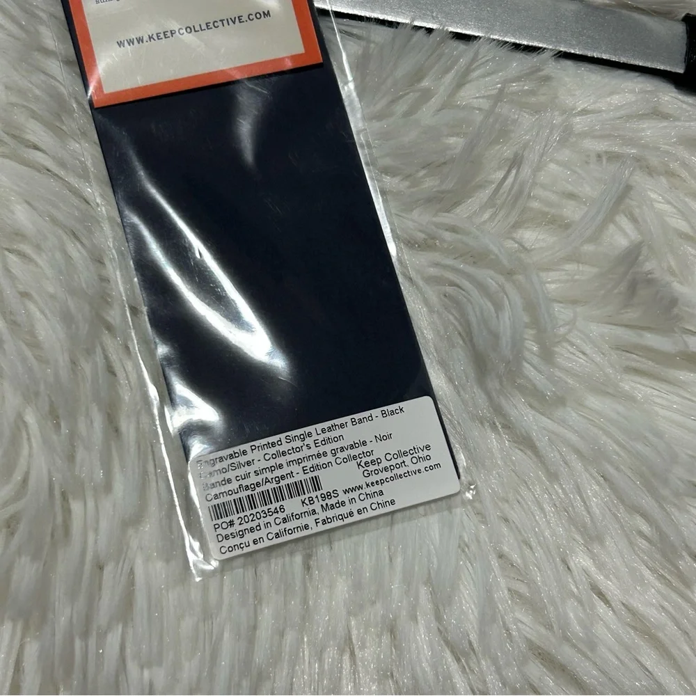 KEEP Collective Single Black Gray Camo & Silver Reversible Leather Bracelet NEW